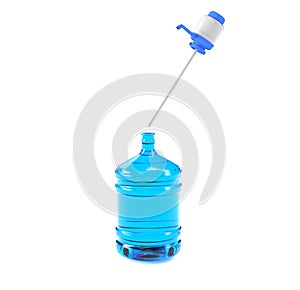 Big plastic barrel, gallon bottle with a handle for office water cooler. 3D render, isolated on white background