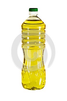 Big plastic bottle of vegetable oil isolated