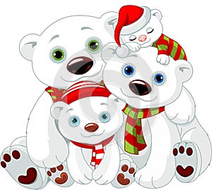 Big Polar bear family at Christmas photo