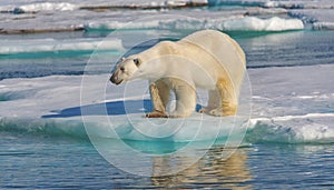 Big polar bear on a ice floe