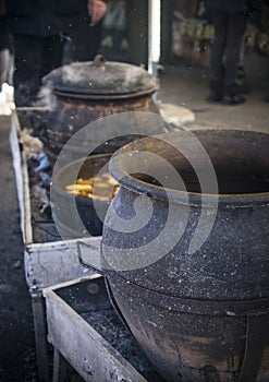 Big pots of food