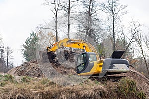 Excavator during work