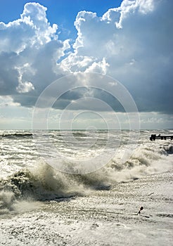 Sea waves during the storm