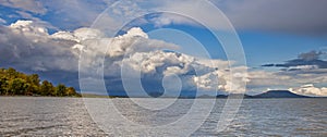 Big powerful storm clouds over the Lake Balaton of Hungary