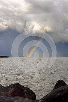 Big powerful storm clouds over the Lake Balaton of Hungary