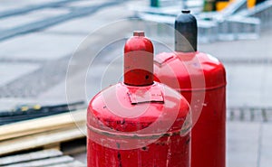 Big Propane Gas Bottles At The Refill Station