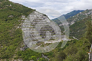 Big quarry under the sky in italy at toirano