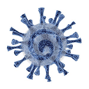 Big realistic macro blue coronavius and virus, bacterium spikes sucker under the microscope isolated on white background. photo