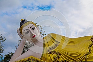 Big reclining Buddha statue in Thailand Wat