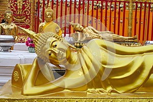 Big reclining Buddha statue in Thailand Wat