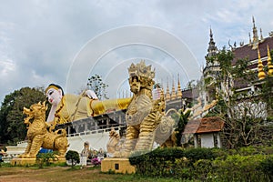 Big reclining Buddha statue in Thailand Wat