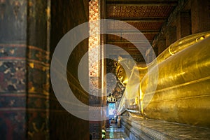 Big reclining buddha at Wat Pho temple in Bangkok