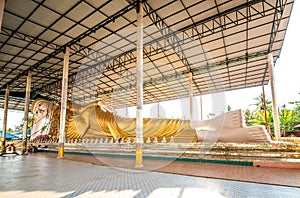 Big reclining Buddha in Wat Thai Wattanaram which is a Thai temple that is built in the style of Myanmar