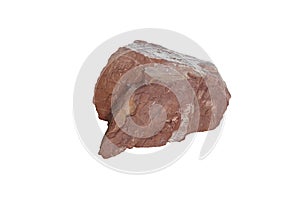 A big red arkosic sandstone rock isolated on white background.