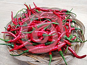 Big red chilies (curly chilies) that have been harvested