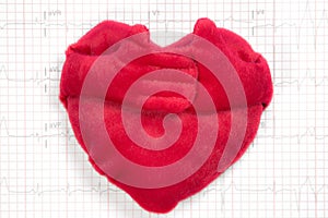 A big red heart on a electro-cardiogram background