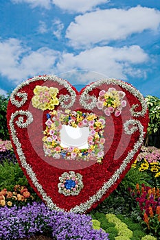 Big red heart made of flowers