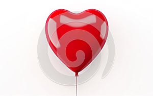 Big red heart shaped latex balloon isolated on white background