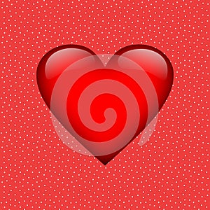 Big red heart on white dotted red background