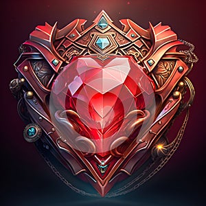 Big red jewel heart. Valentine day. Generative AI