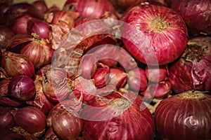 Big Red Onions and Small Onions Shallots