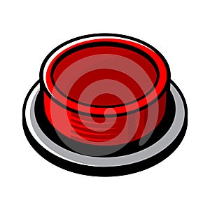 Big Red Panic Button on White Background. Comic Book Style. Vector