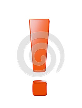 Big Red Plastic Exclamation Mark On A Transparent Background photo