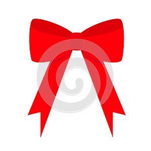 Big red ribbon bows. Christmas bow icon. Decoration element for giftbox present. Merry Christmas, New Year sign symbol. Flat