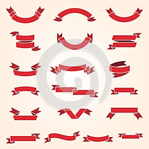 Big red ribbons set, Vector Illustration