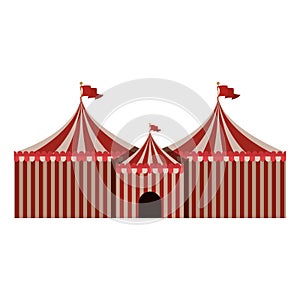 big red and white circus tent icon