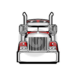 Big rig semi truck 18 wheeler front view vector illustration in color