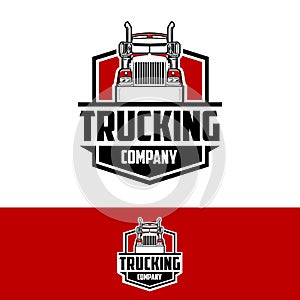Big rig semi truck 18 wheeler front view vector illustration in color