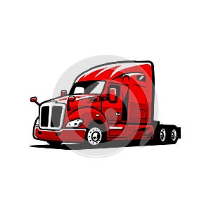 Big rig semi truck 18 wheeler vector illustration in color