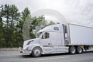 Big rig semi truck with reefer trailer and grille protection run