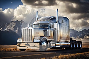 Big rig truck transportation photo for background or prints graphic design