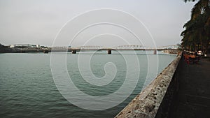 A big river in the center of the city. Vietnam, Asia