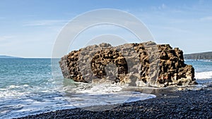A big rock on the coast of Sombrio  Beach on Vancouver Island photo