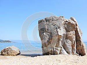 Big rock stone on sea beach