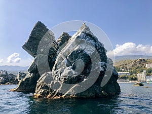 Big rock in the vater. Black sea, Crimea photo