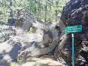 Big rocks on a hiking path on the island of La Palma photo