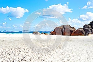 Big rocks, stones at Squeaky beach, Wilson Promontory, Australia.