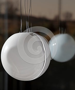 Big round ceiling lamp with reflection