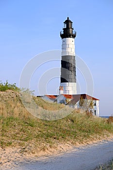 Big Sable Point Lighthouse in dunes, built in 1867