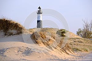 Big Sable Point Lighthouse in dunes, built in 1867