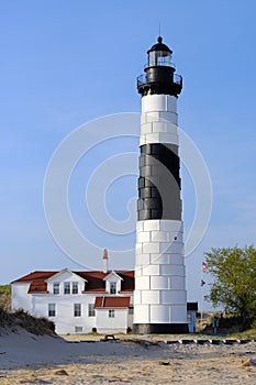 Big Sable Point Lighthouse in dunes, built in 1867