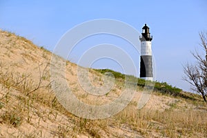 Big Sable Point Lighthouse in dunes, built in 1867