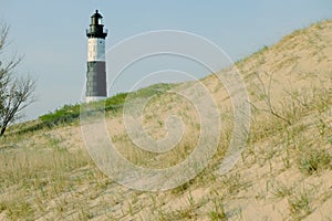 Big Sable Point Lighthouse in dunes, built in 1867