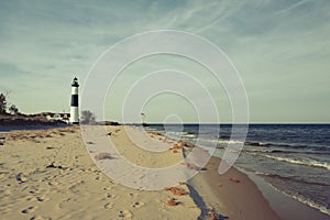 Big Sable Point Lighthouse in dunes, built in 1867