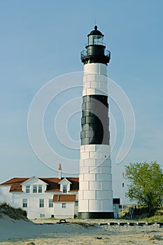 Big Sable Point Lighthouse in dunes, built in 1867