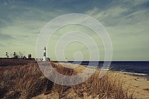 Big Sable Point Lighthouse in dunes, built in 1867